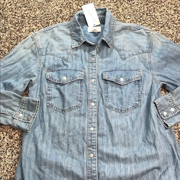 Universal Thread Western Denim Long Sleeve Shirt Dress Size XS Relaxed | NWT - Picture 5 of 11
